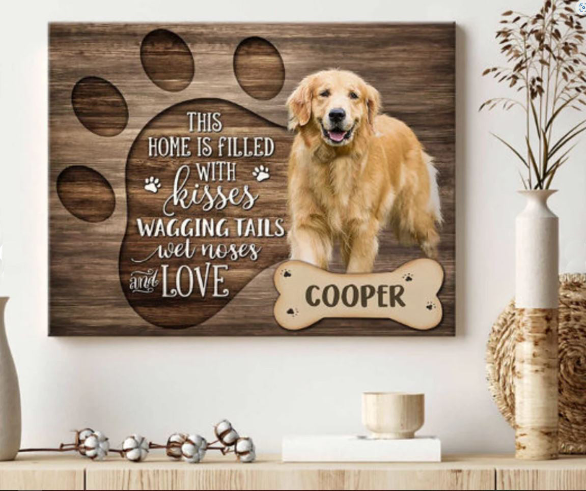 Personalized This Home Is Filled With Kisses Dog Lovers Canvas Wall Art