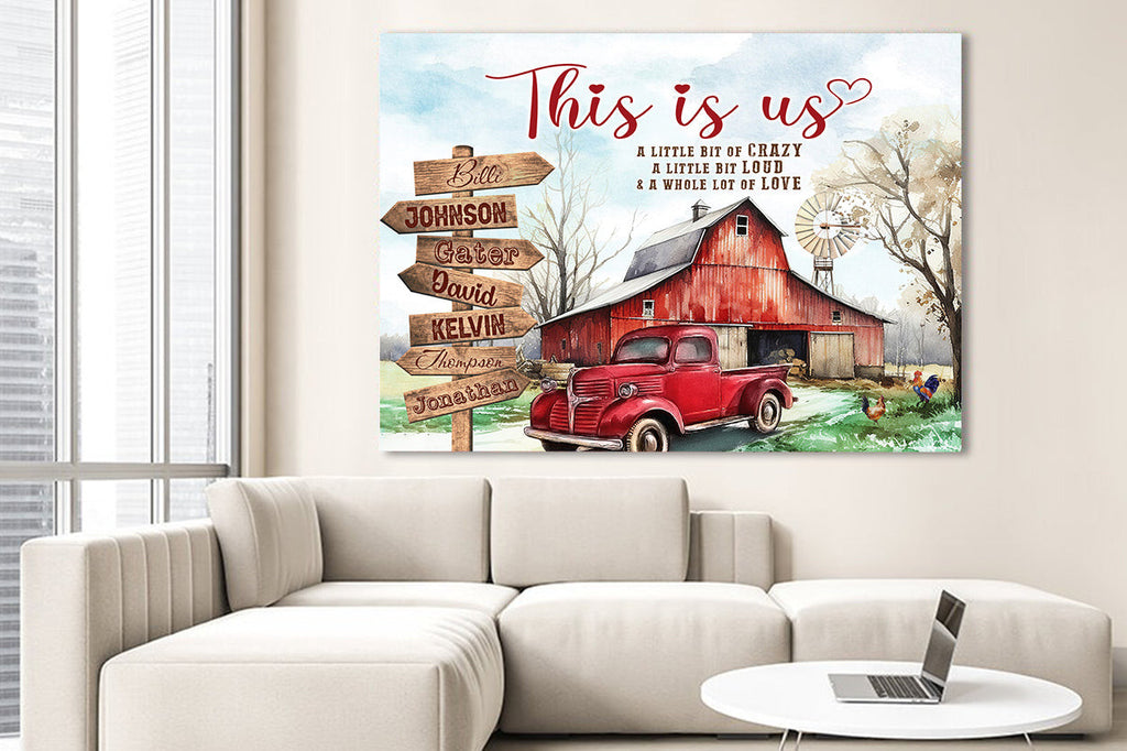 Personalized This Is Us Farm Sign Family Canvas Wall Art - Wall Art For Farmhouse
