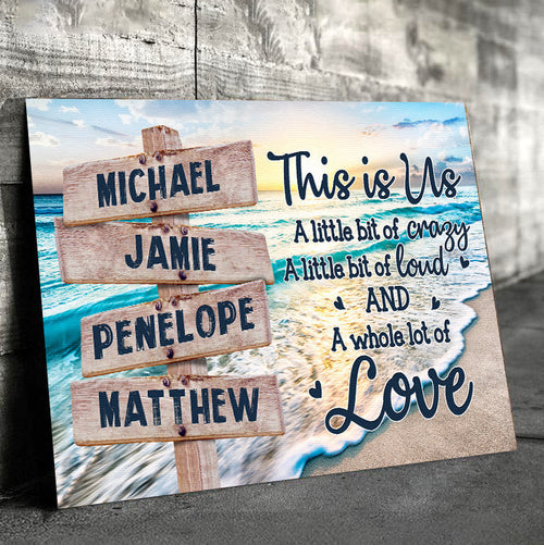 Personalized This Is Us Street Sign Beach Canvas Wall Art – For Family Names, Family Home Decor
