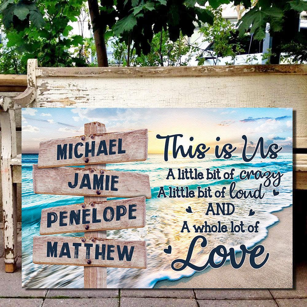 Personalized This Is Us Street Sign Beach Canvas Wall Art – For Family Names, Family Home Decor