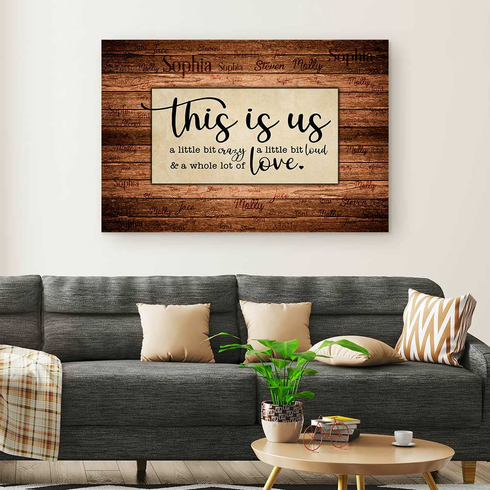 Personalized This Is Us With Name Canvas Wall Art - Up To 15 Names