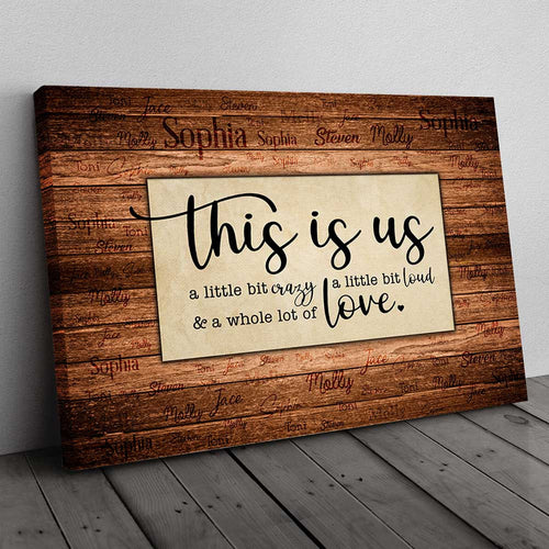 Personalized This Is Us With Name Canvas Wall Art – Up To 15 Names, Family Home Decor