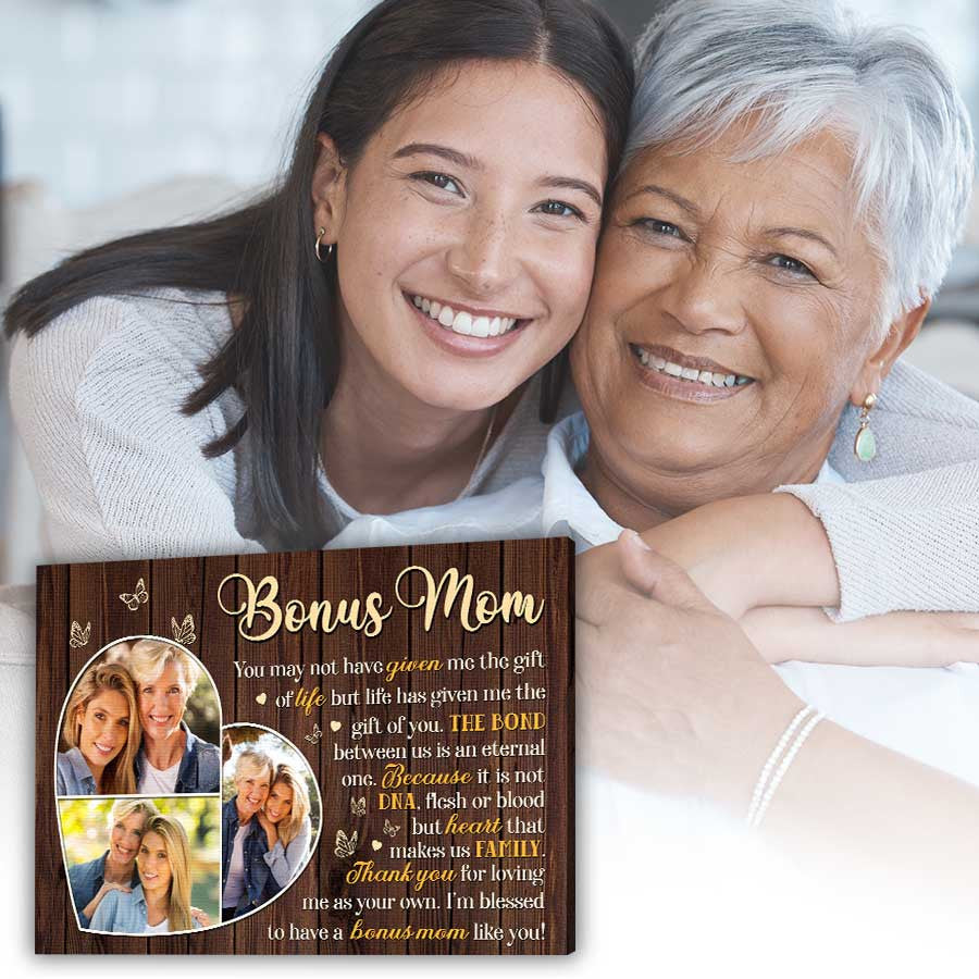 Personalized To My Bonus Mom Canvas Wall Art - Gift For Mothers Day