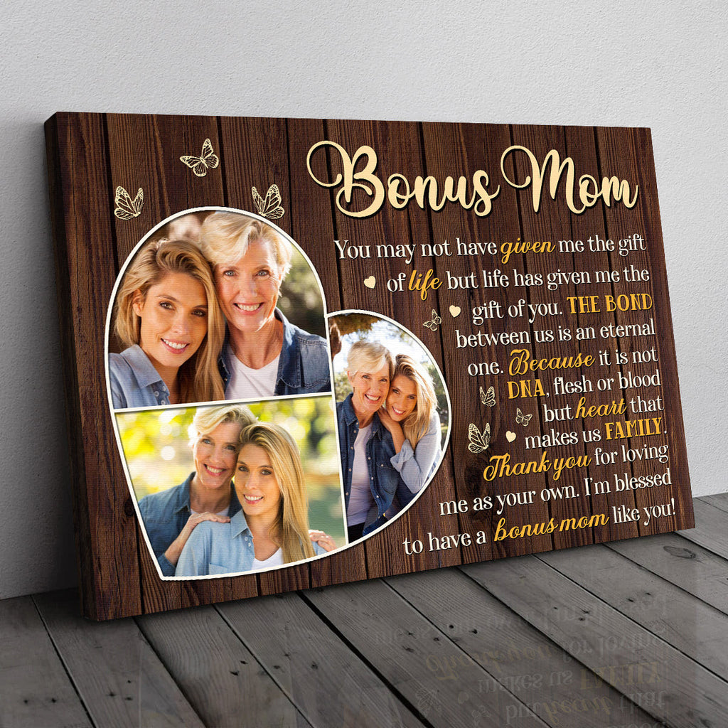 Personalized To My Bonus Mom Canvas Wall Art - Gift For Mothers Day