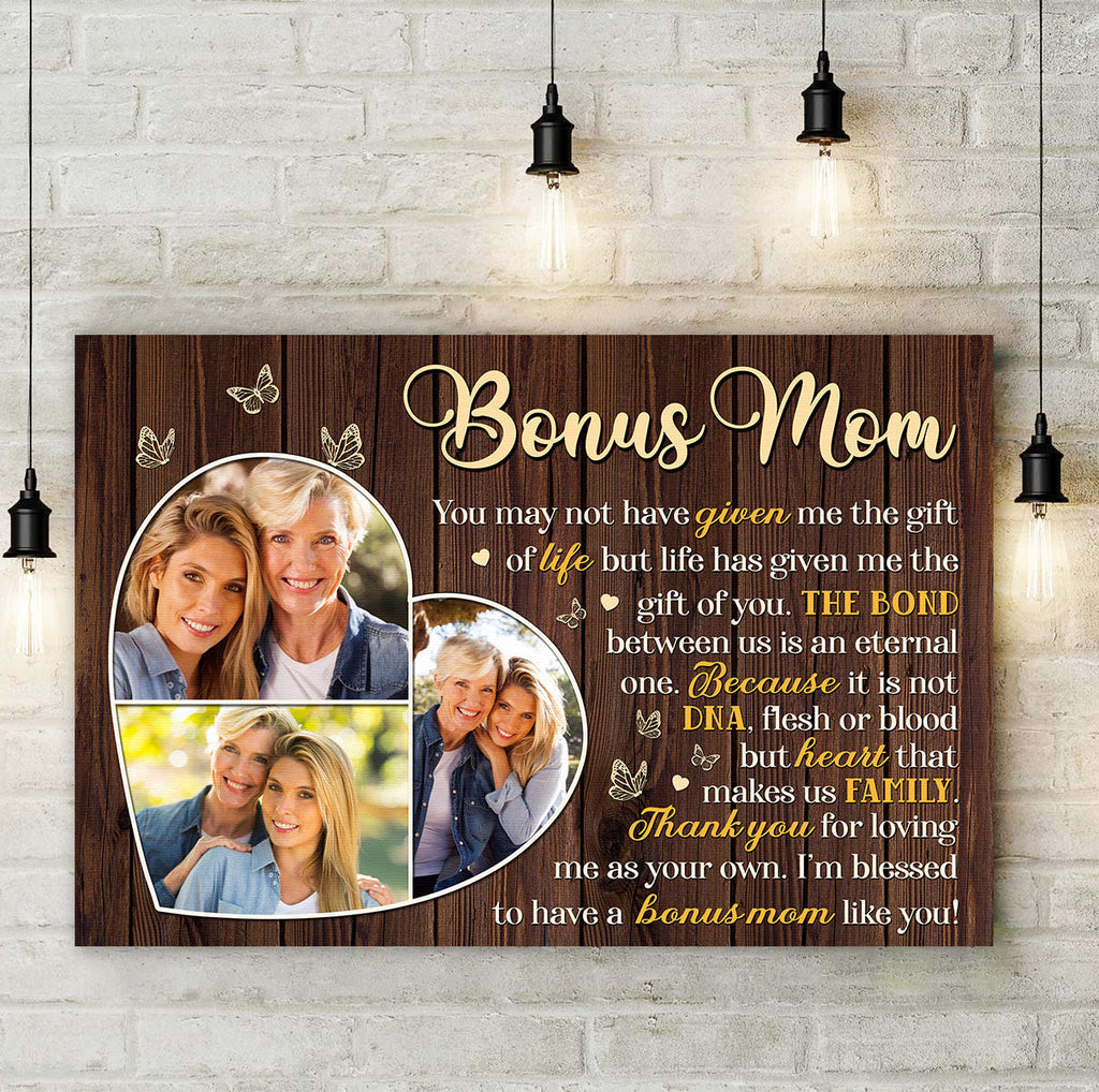 Personalized To My Bonus Mom Canvas Wall Art - Gift For Mothers Day