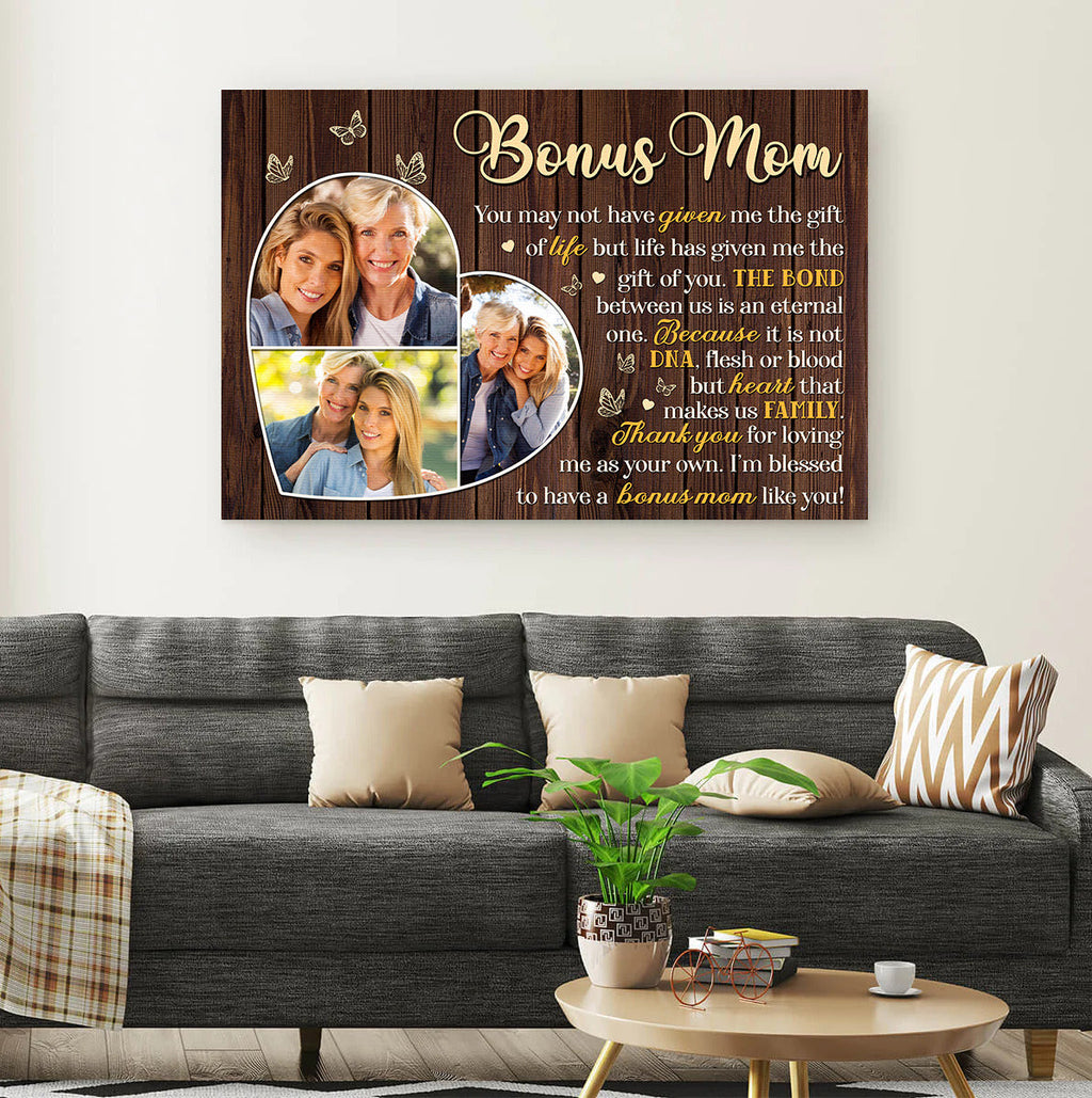 Personalized To My Bonus Mom Canvas Wall Art - Gift For Mothers Day