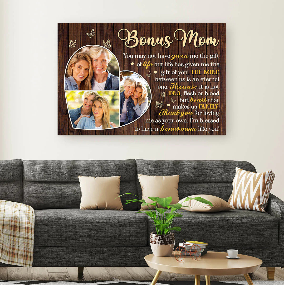 Personalized To My Bonus Mom Canvas Wall Art - Gift For Mothers Day