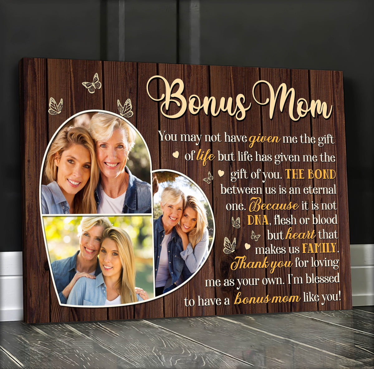 Personalized To My Bonus Mom Canvas Wall Art - Gift For Mothers Day