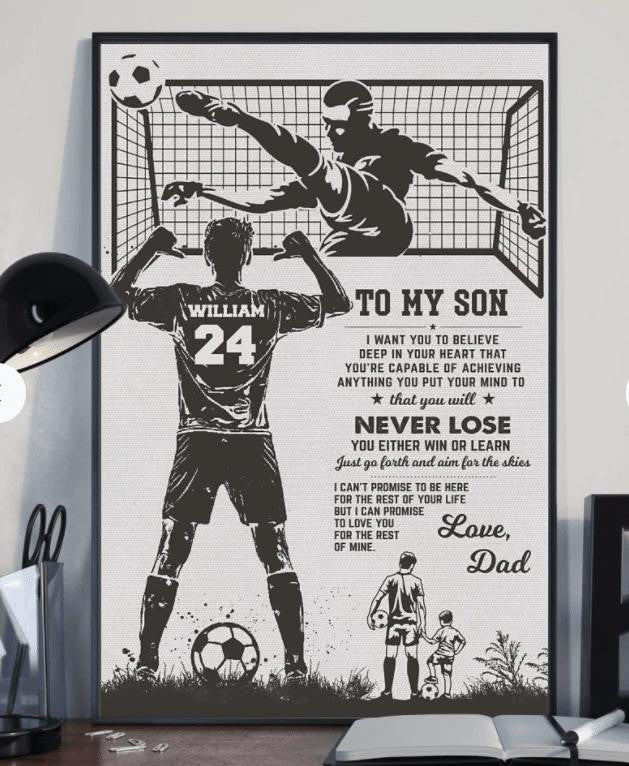 Personalized To My Son, For Soccer Love Canvas Wall Art Prints