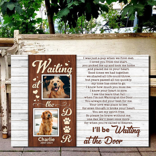 Personalized Waiting At The Door Pet Canvas Wall Art – Pet Memorial Gift