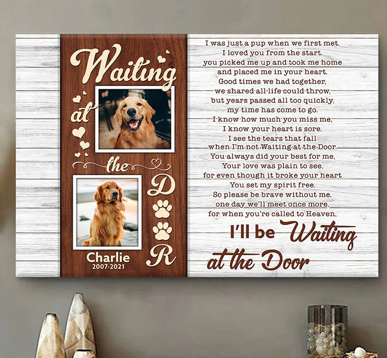 Personalized Waiting At The Door Pet Canvas Wall Art – Pet Memorial Gift