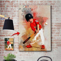 Personalized Watercolor Baseball Canvas Wall Art