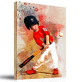 Personalized Baseball Watercolor Canvas Wall Art – Sports Wall Decor