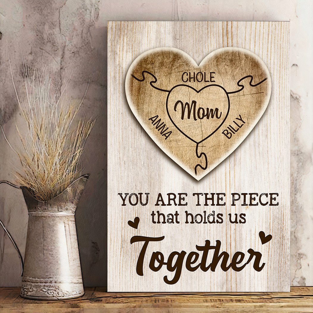Personalized You Are The Piece Together Canvas Wall Art - Gift for Mothers Day