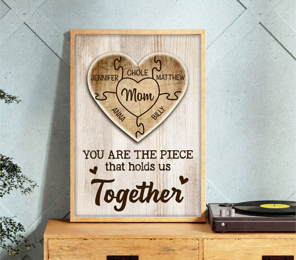 Personalized You Are The Piece Together Canvas Wall Art - Gift for Mothers Day