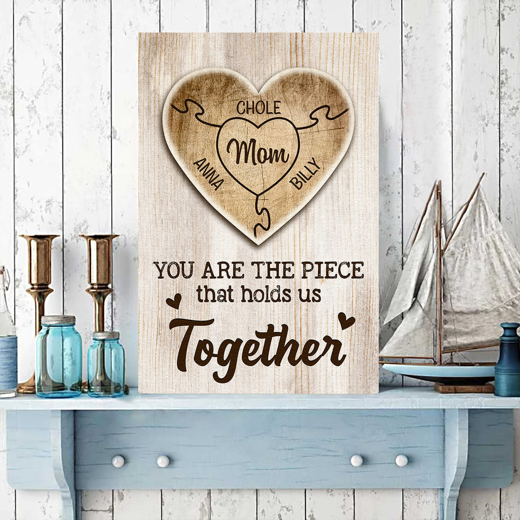 Personalized You Are The Piece Together Canvas Wall Art - Gift for Mothers Day