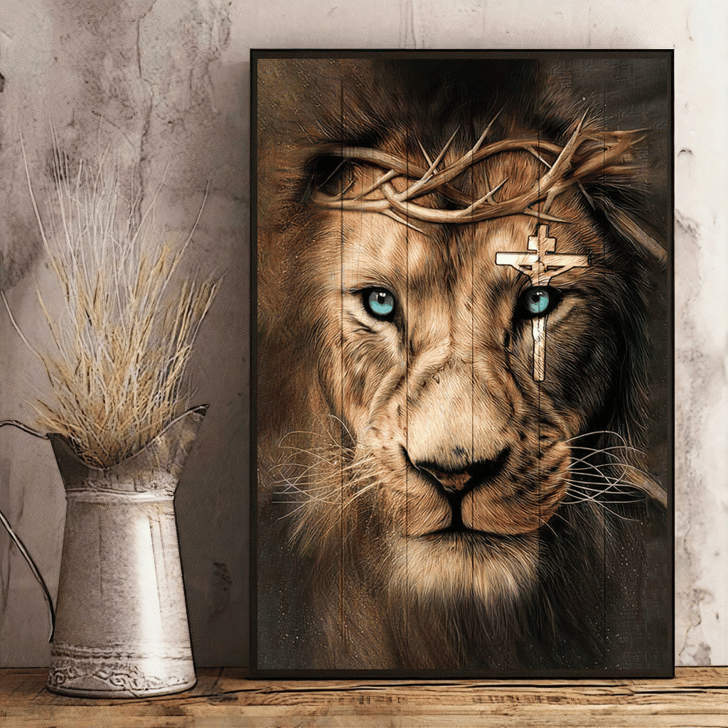 Scar Lion Eye Jesus Canvas Wall Art – Christian Wall Decor