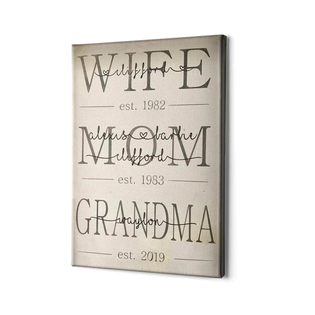 Step By Step Wife Mom Grandma Canvas Wall Art