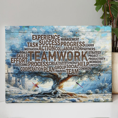 Teamwork Tree Office Canvas Wall Art – Motivational Office Decor