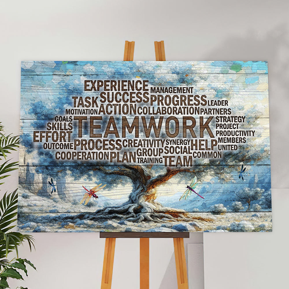 Teamwork Tree Office Canvas Wall Art – Motivational Office Decor