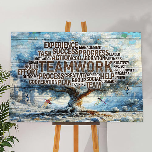 Teamwork Tree Office Canvas Wall Art – Motivational Office Decor