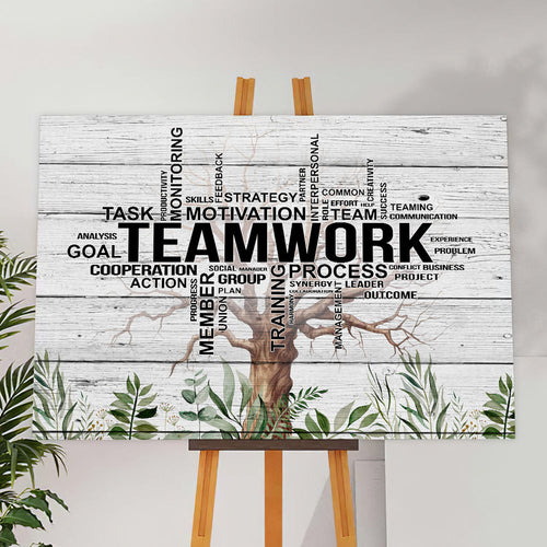 Teamwork Tree Task Motivation Team Canvas Wall Art – Motivational Office Decor