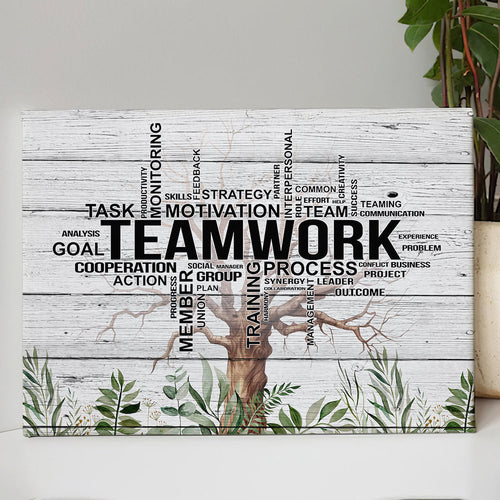 Teamwork Tree Task Motivation Team Canvas Wall Art – Motivational Office Decor