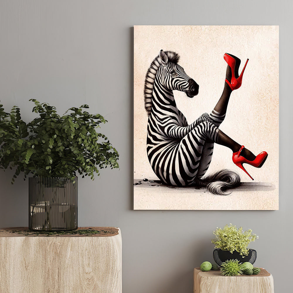 The Curvaceous Zebra Funny Canvas Wall Art