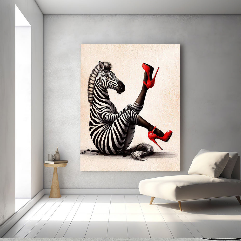 The Curvaceous Zebra Funny Canvas Wall Art