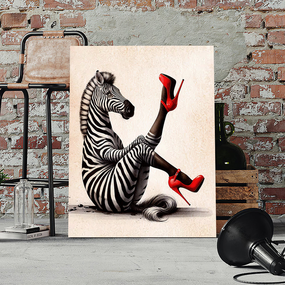 The Curvaceous Zebra Funny Canvas Wall Art