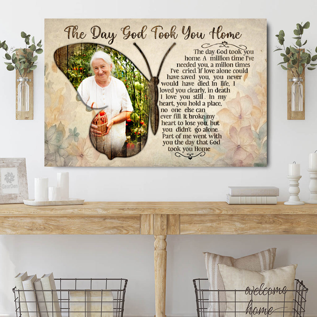 The Day God Took You Home Memorial Canvas Wall Art - Personalized Remembrance Gift For Loss Of Loved One