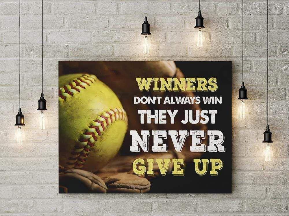 They Just Never Give Up Softball Canvas Wall Art – Sports Wall Decor