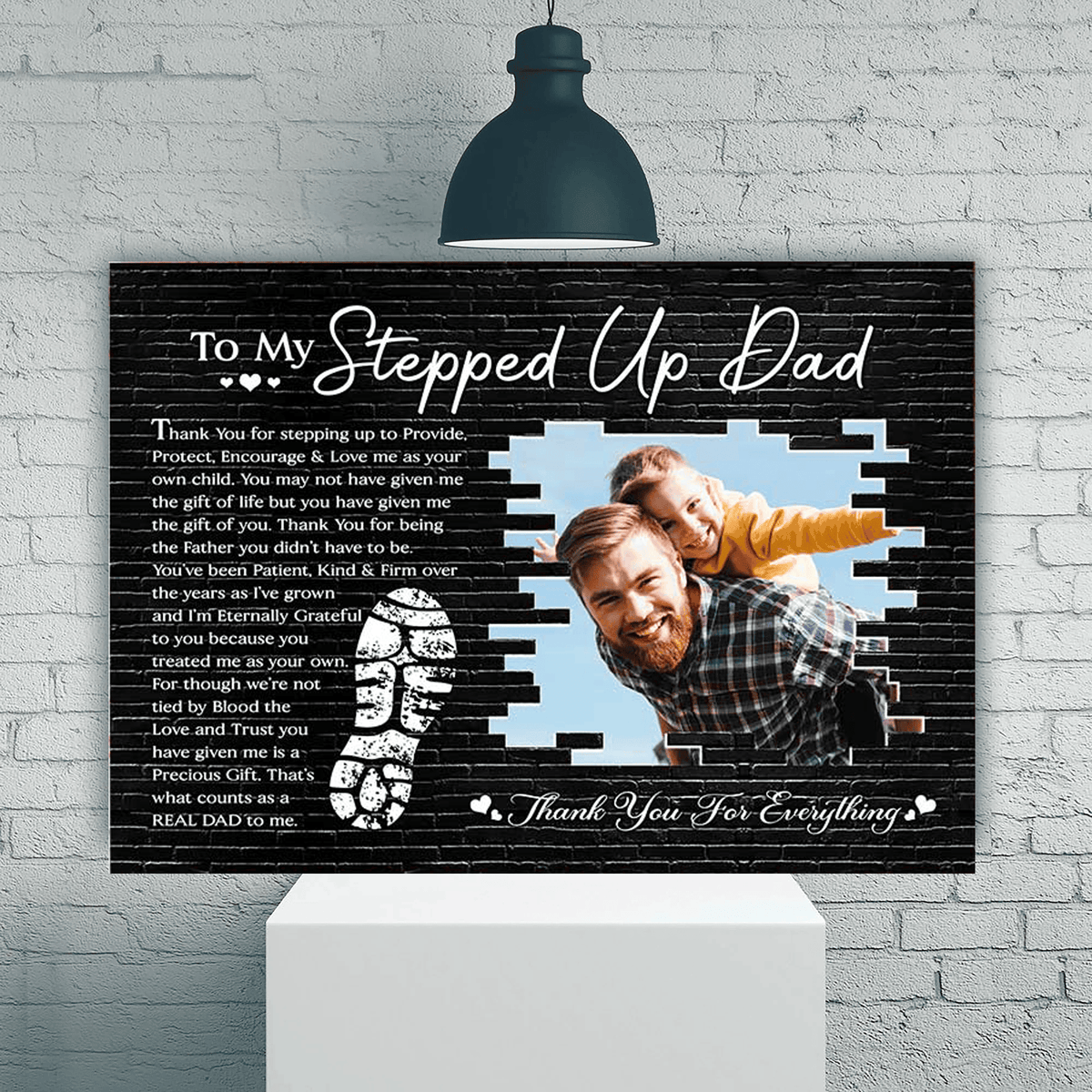 To My Stepped Up Dad Father's Day Gift Canvas Wall Art – Gift for Dad