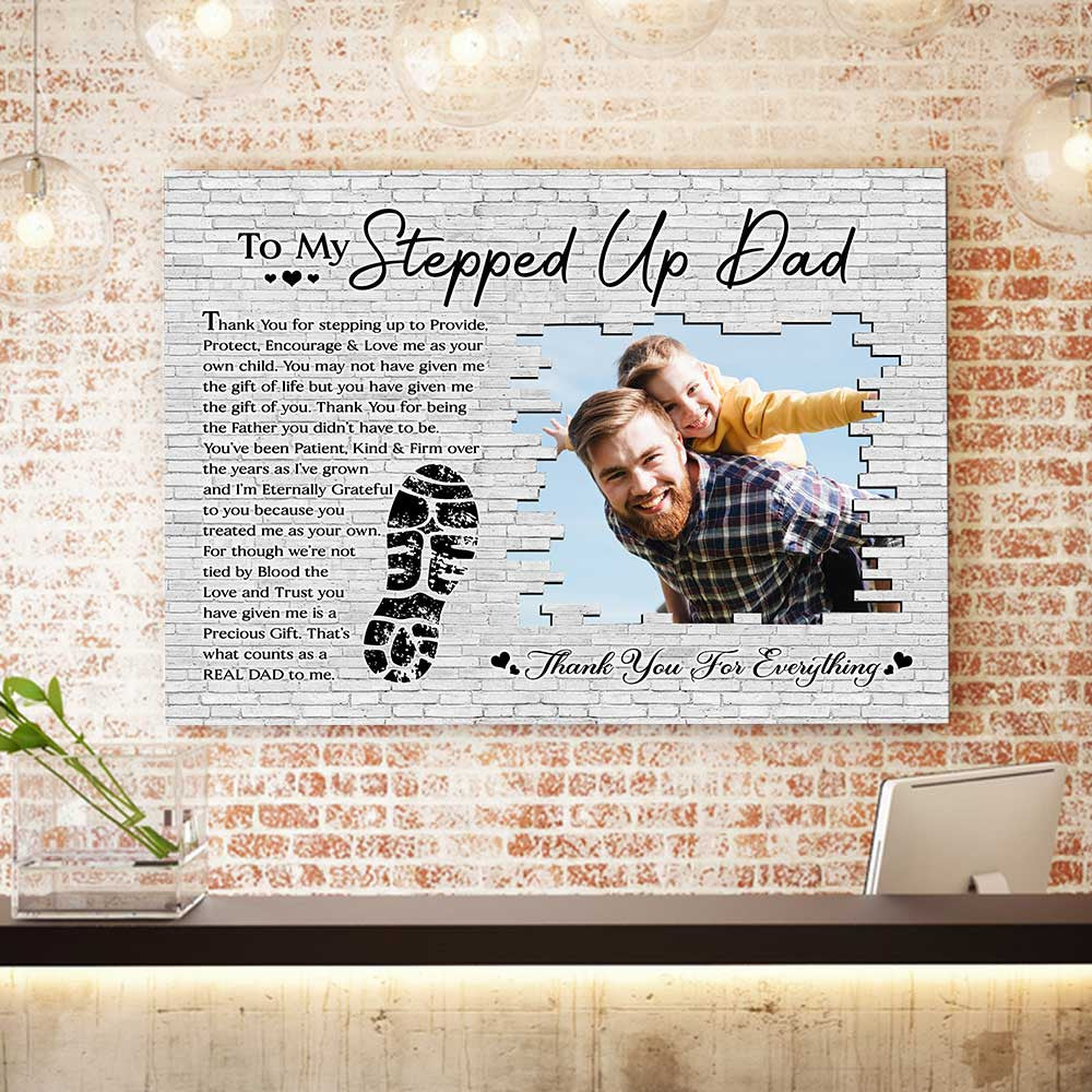 To My Stepped Up Dad Father's Day Gift Canvas Wall Art – Gift for Dad