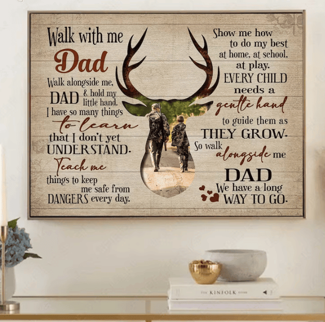 Walk Alongside Me Daddy Fathers Day Canvas Wall Art