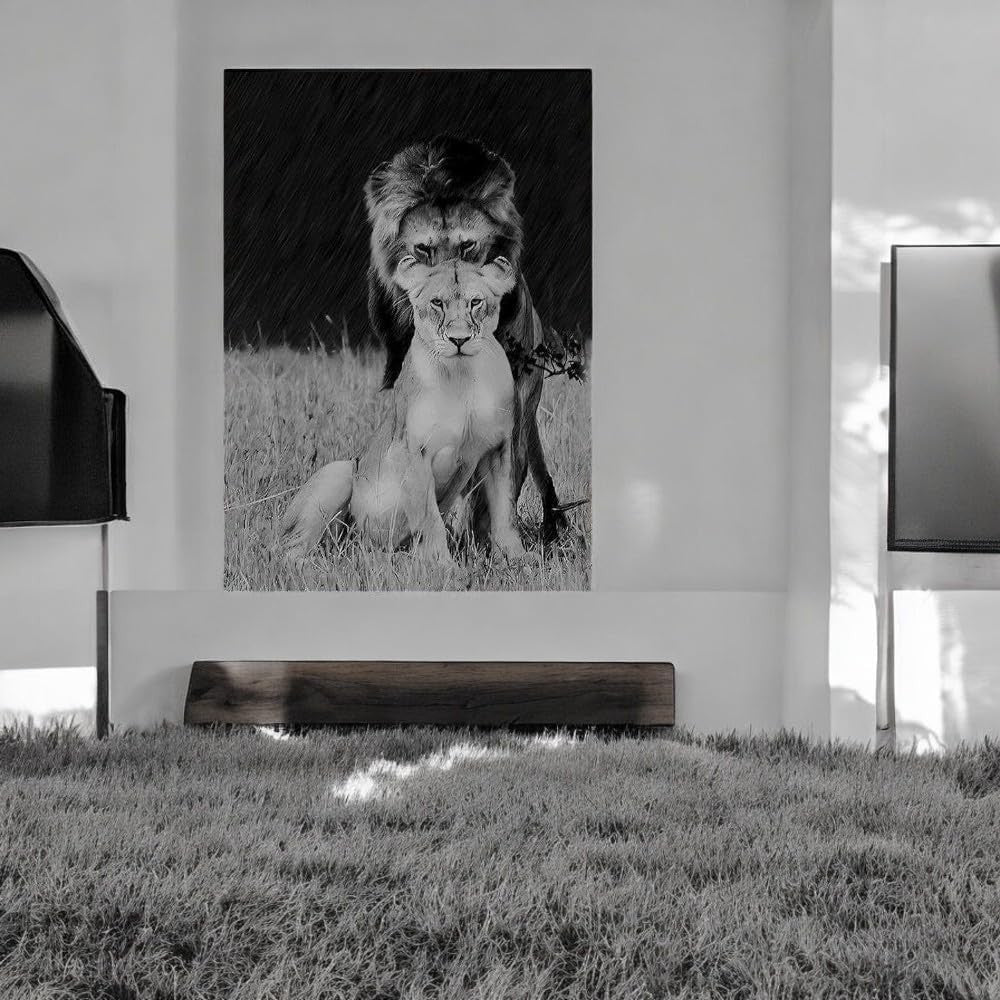 Lion Love Couple Canvas Wall Art