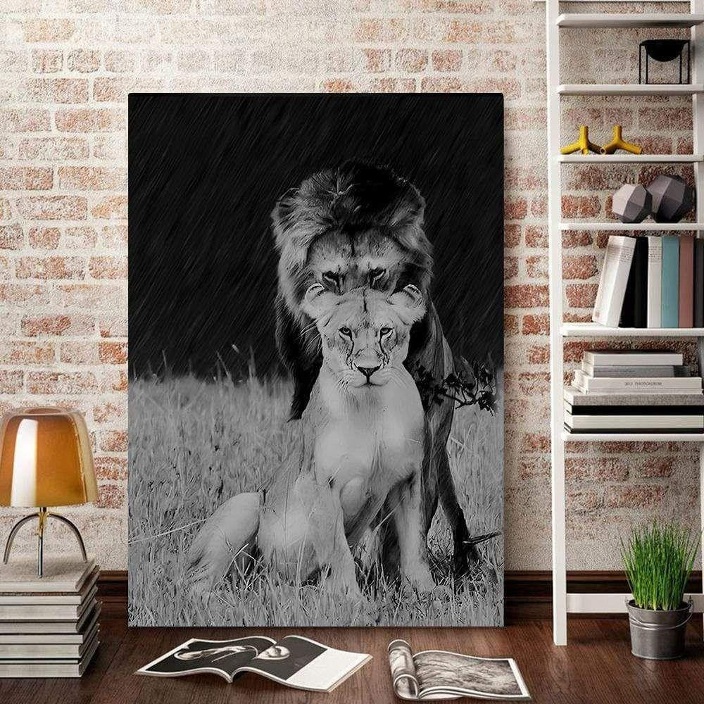 Lion Love Couple Canvas Wall Art