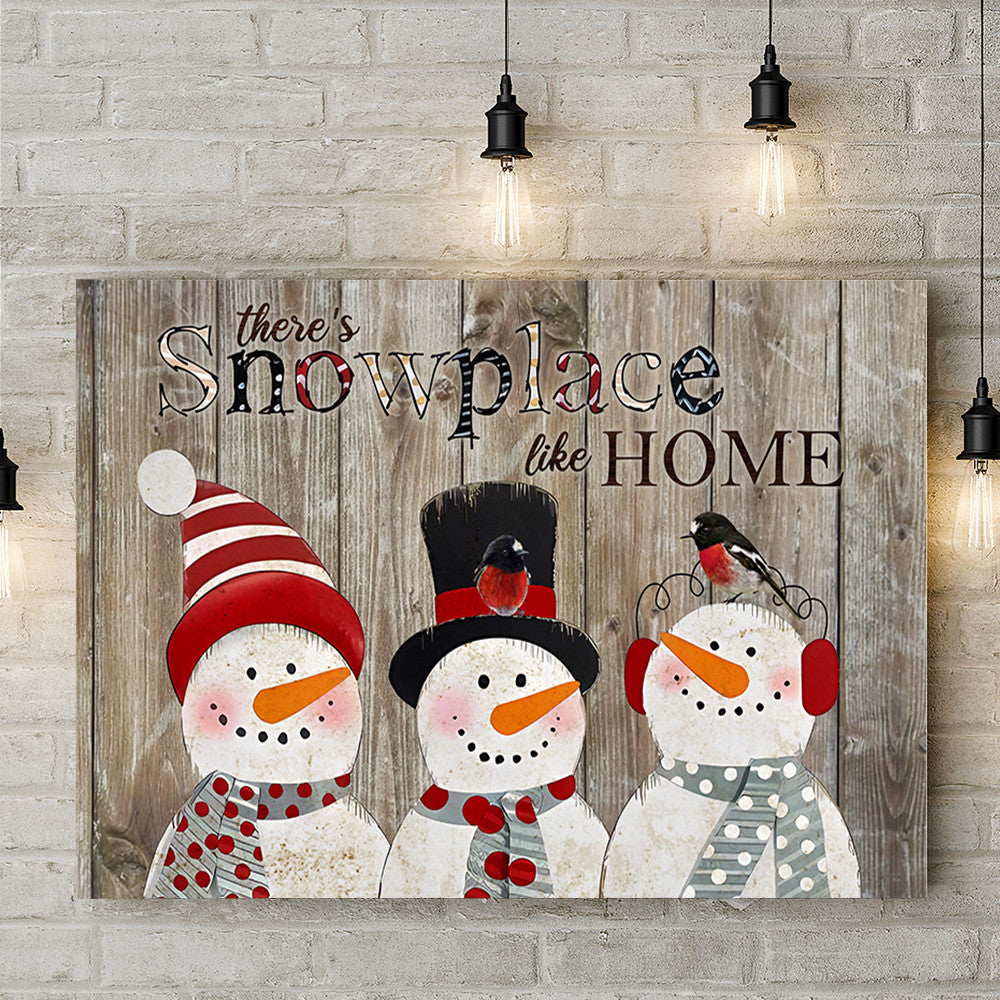 Theres Snowplace Like Home Canvas Wall Art Decor, Vintage Christmas Santa Hat Wall Art Decoration