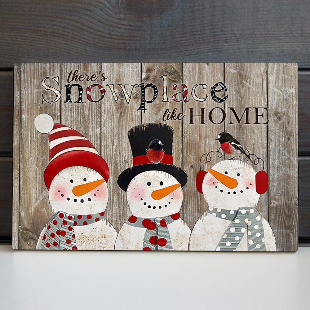 Theres Snowplace Like Home Canvas Wall Art Decor, Vintage Christmas Santa Hat Wall Art Decoration