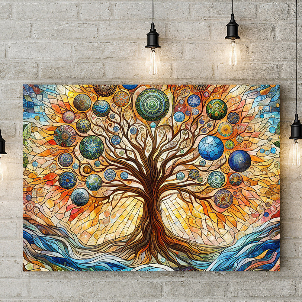 Tree Of Life Colorful Canvas Wall Art Decor, Inspirational Nature-Inspired Artwork