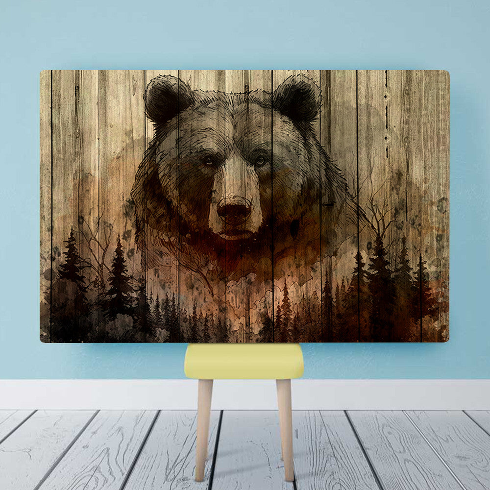 Rustic Woodland Bear Canvas Wall Art Decor, Nature-Inspired Forest Artwork