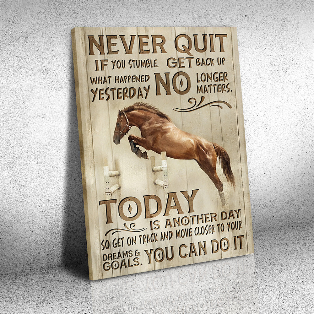 Horse Never Quit You Can Do It Canvas Wall Art Decor, Motivational Horse Print