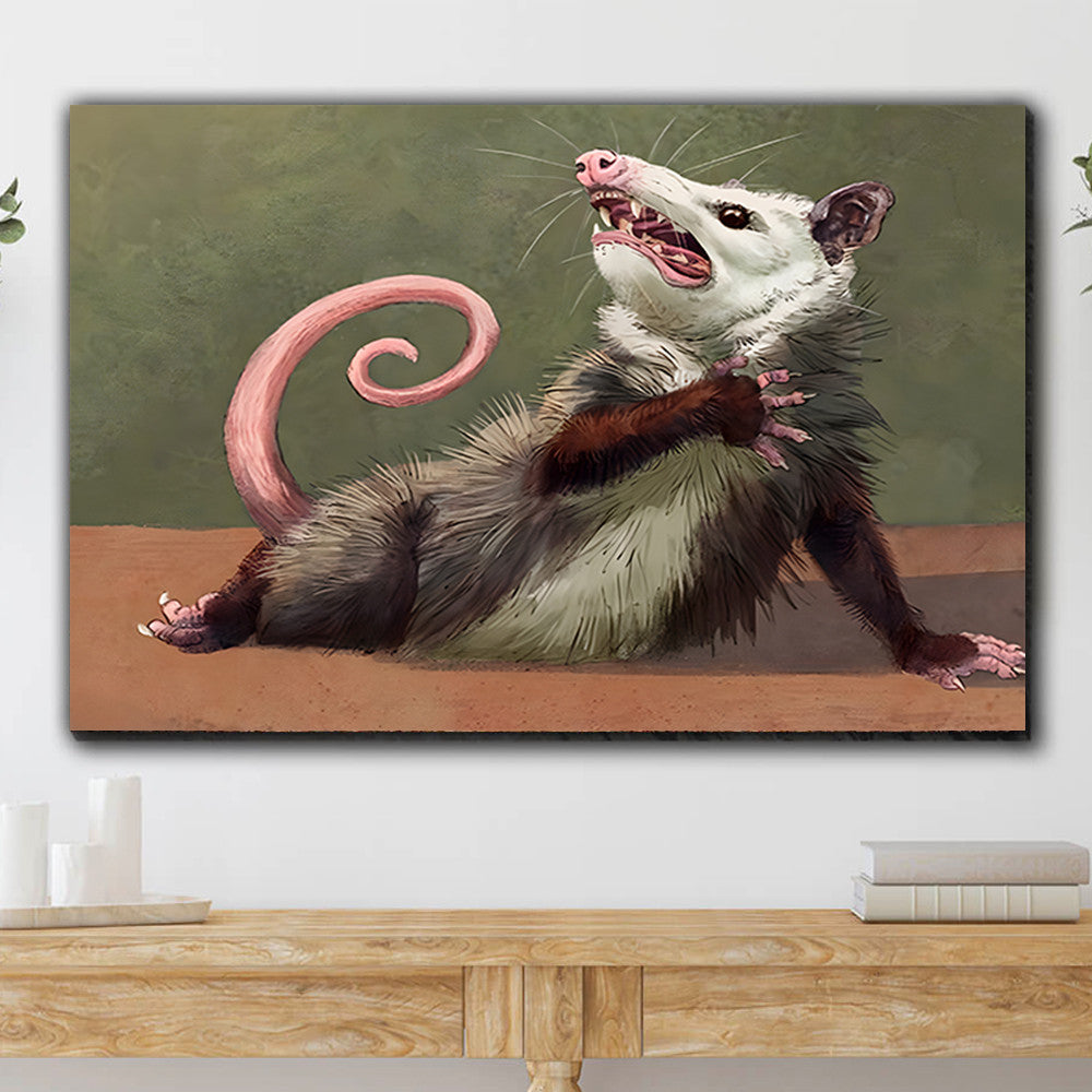 Opossum Funny Canvas Wall Art – Funny Animal Wall Art