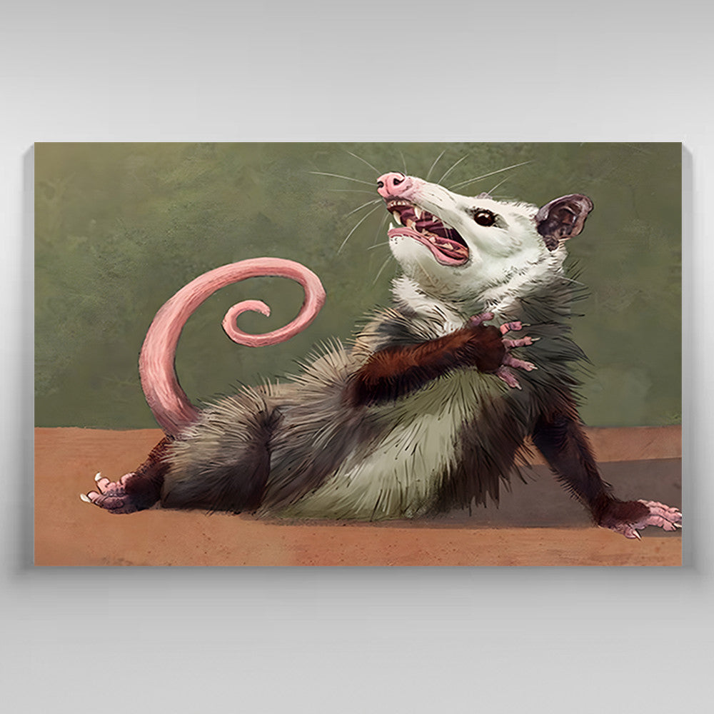 Opossum Funny Canvas Wall Art – Funny Animal Wall Art