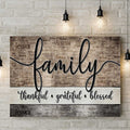 Personalized Family - Thankful, Grateful, Blessed Names On Background Premium Canvas