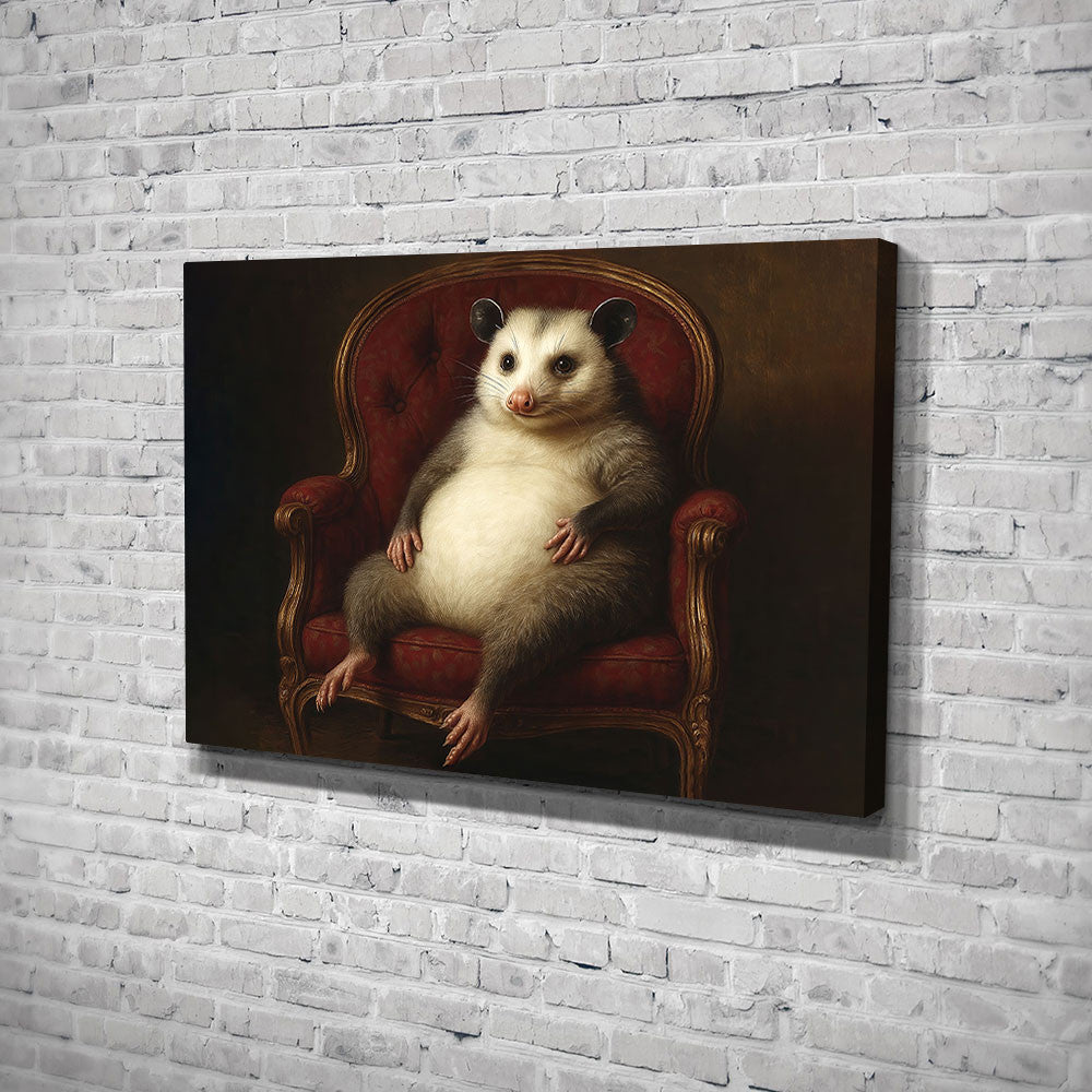 Opossums Lounging on Sofa Poster Canvas Wall Art, Animals Canvas Wall Art Decor