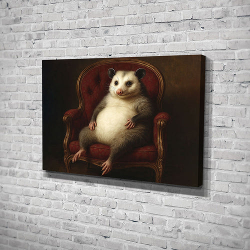 Opossums Lounging on Sofa Poster Canvas Wall Art, Animals Canvas Wall Art Decor