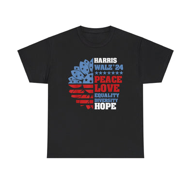 Kamala Harris Tim Walz 2024 Peace LGBT Harris Walz Waltz T-Shirt Unisex Heavy Cotton Tee