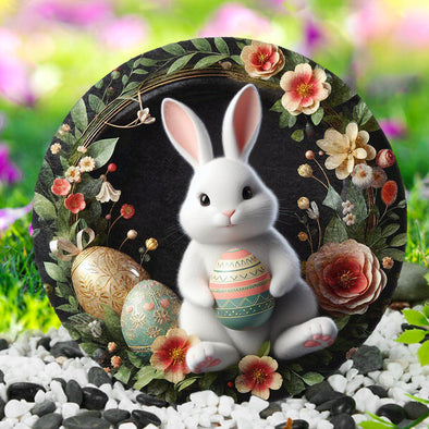 Bunny Eggs Flowers Garden Stone - Easter Day Stone