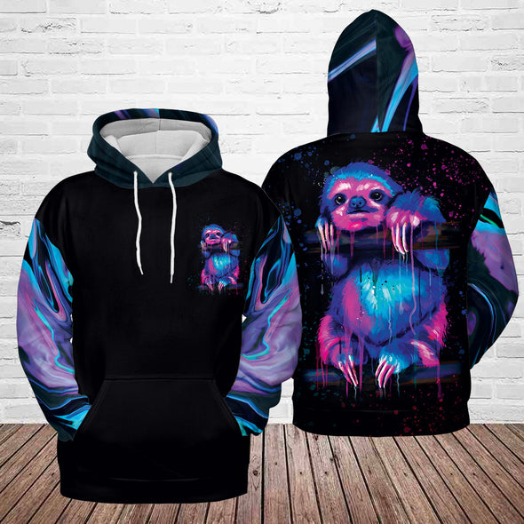 Holographic Sloth All-Over Print Hoodie
